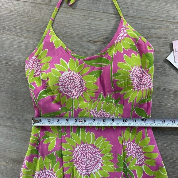 VTG NWT Lilly Pulitzer Size 0 Lena Silk Halter Sunflower Dress Built In Bra - Picture 13 of 15